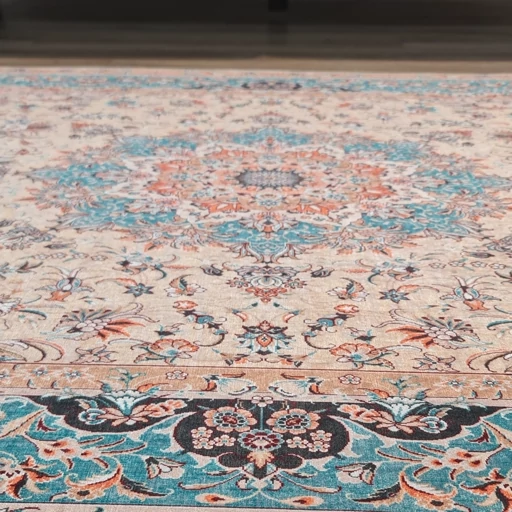 فرشینه مخمل هازان طرح فیروزه ای کازرون L466(پس کرایه) فرشینه مخمل هازان طرح فیروزه ای کازرون L466(پس کرایه) - Image 5