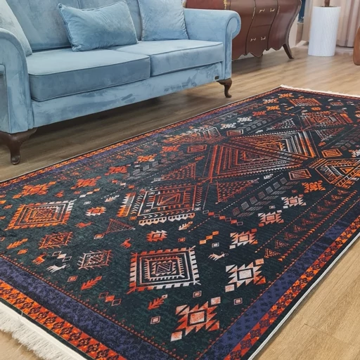 فرشینه مخمل هازان گبه تیره L362(پس کرایه) فرشینه مخمل هازان گبه تیره L362(پس کرایه) - Image 2