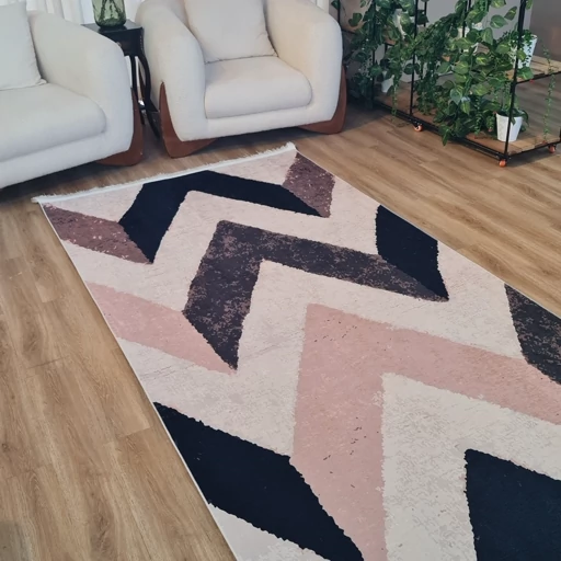 فرشینه مخمل هازان طرح زیگ زاگ کرم شیری X117(پس کرایه) فرشینه مخمل هازان طرح زیگ زاگ کرم شیری X117(پس کرایه)