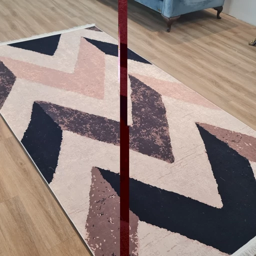 فرشینه مخمل هازان طرح زیگ زاگ کرم شیری X117(پس کرایه) فرشینه مخمل هازان طرح زیگ زاگ کرم شیری X117(پس کرایه) - Image 5